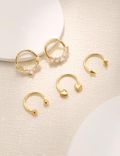 Gold Septum Rings 16g Septum Piercing Daith Clicker Jewelry Nose Ring4