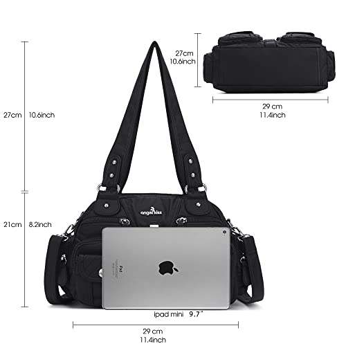 Image of Angel Kiss Hobo Crossbody Purses for Women Shoulder Bag Multipocket Soft Hobo Purses Removable Strap Leather Handbags