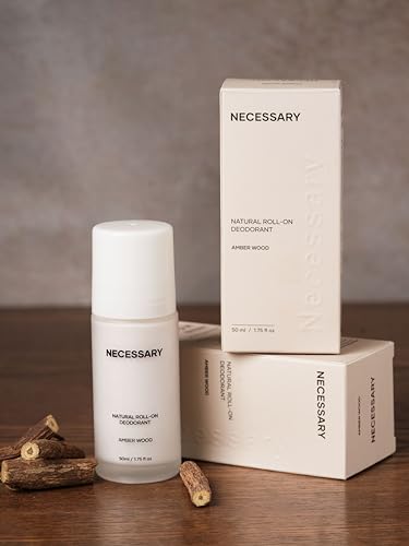 Image of Necessary Underarm Roll-On | Amber Wood Deodorant - 50ml | 24-Hour Protection | Prevents Body Odour, Hydrates & Brightens Skin | Aluminum & Alcohol Free | Stain-Free, Sulphate & Paraben Free | For All Skin Types