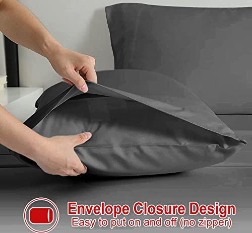 Image of Bamboo Pillow Pair 2 PC Set Organic, Natural, Softest, 400 Thread Count Cooling Like Silk (King, Charcoal Grey)