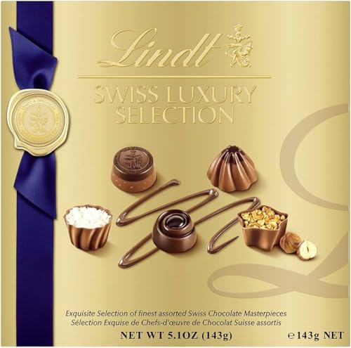 Lindts Swiss Luxury Selection Contains Assorted Exquisite Pralines Created By the Master Chocolatiers 143g (Gift Box)