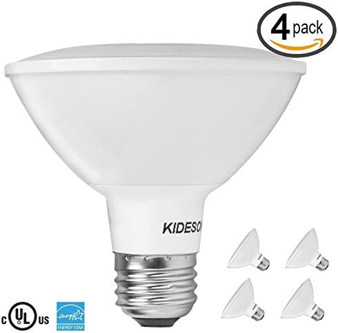 KIDESON Par30 Led Short Neck Bulb 2700k Warm White 13w 75w Equivalent Dimmable Par30s - 4Pack, E26 Base 120v UL-Listed and Energy Star-Qualified