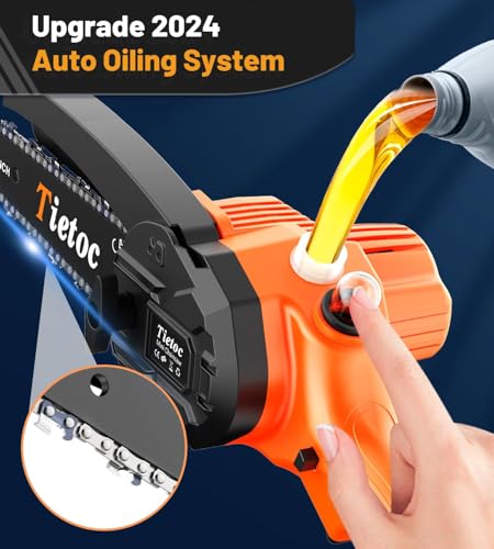 Image of Tietoc Mini Chainsaw 6 Inch Cordless, Portable Electric Chain Saw Small Handheld Battery Powered Super Saws