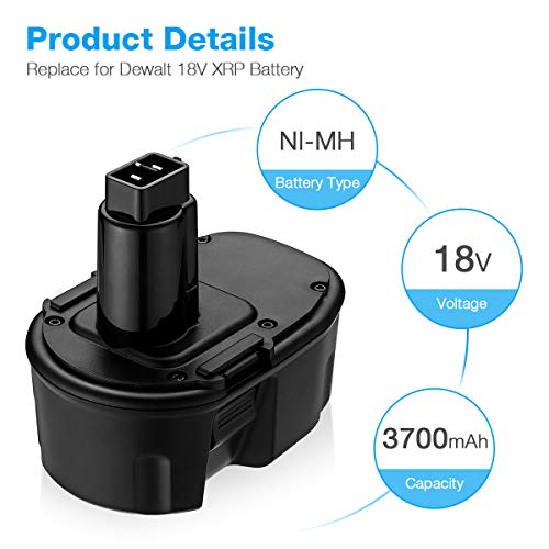 Powerextra 3.7Ah 18V DC9096 DC9098 Replacement Battery Compatible with Dewalt 18 Volt XPR Battery DC9099 DW9095 DW9096 DW9098 DE9038 Cordless Power Tools