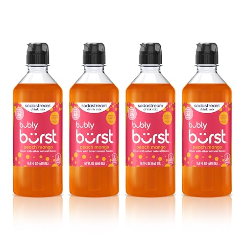 Image of Sodastream Bubly Burst Peach Mango New Pour Bottles, 14.9 FL OZ (Pack of 4)