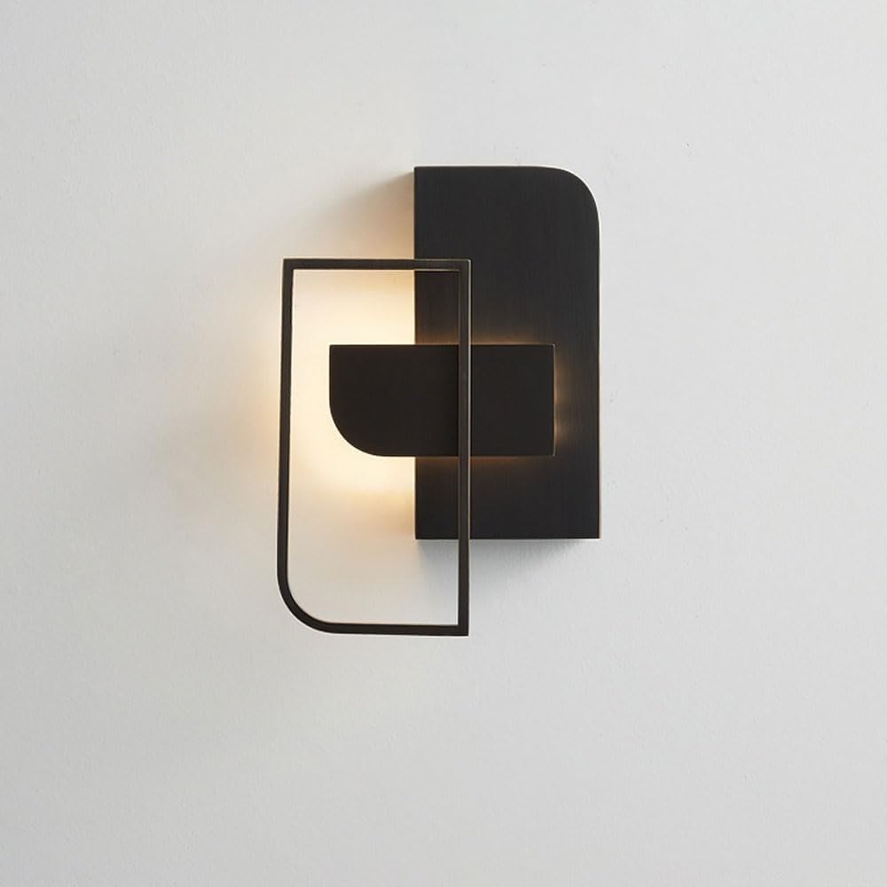 Cwcqgh Dark Wall Sconce Light Postmodern Copper Fixture Art Deco Lamp Hardwired Ing Geometric Mount For Living Room Bedroom,