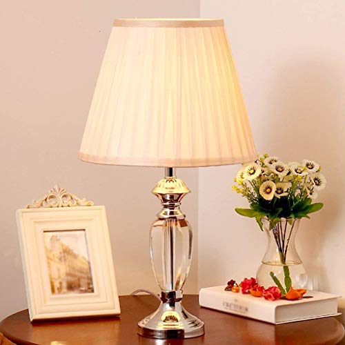 Lampe de Bureau Cristal E27 GZZ Gyy Éclairage Intérieur Chic Abat-Jour Tissu Table de Chevet