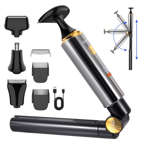 Electric Mens Back Shaver Body Trimmer Hair Groomer 4 in 1 Kit with Extendable Auxiliary Arm Waterproof Facial,Chin,Arm,Back,Pubic Hair Trimmer Grooming Set