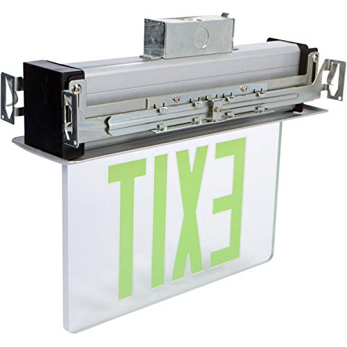 Image of Morris Products LED Exit Sign - Recessed Mount Edge - Green on Clear Panel, Anodized Aluminum Housing - Compact, Low-Profile Design - Single Sided Legend - Energy Efficient, High Output - 1 Count
