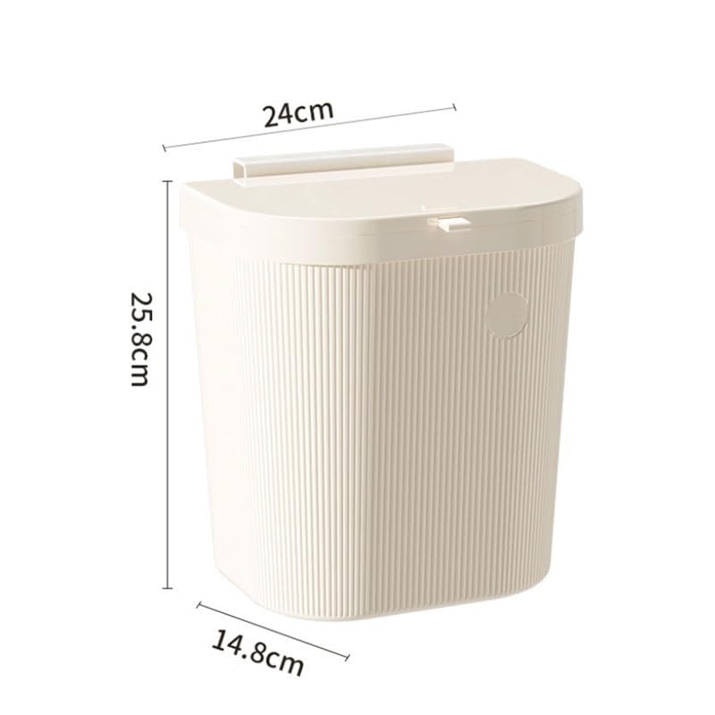 Muted Yellow Kitchen Wall Mounted Plastic Trash Can for Household Use