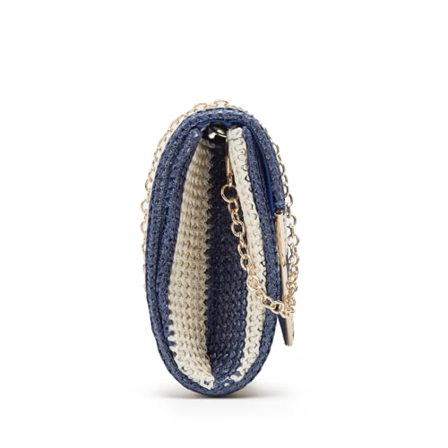 Image of Straw Clutch Bag Women Summer Woven Handbag Striped Chain Crossbody Envelope Shoulder Boho Beach Evening Party Purse