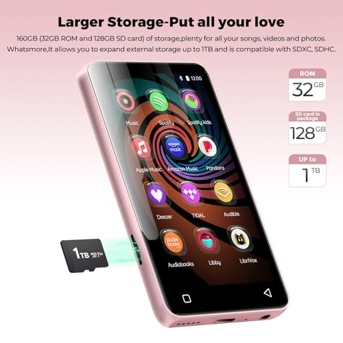 Image of 160GB MP3 Player with Bluetooth and WiFi, innioasis Music Player with Spotify,Pandora,Amazon Music,4 inch Touch Screen Android MP4 MP3 Player for Kids with Libby,Audible,Spotify Kids(Pink)