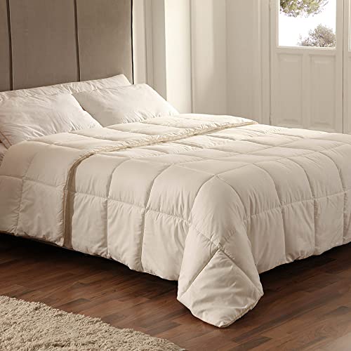 Don Descanso Edredón Cama 135 Invierno 100% Algodón Satén Vivo Oro, 300 g/m² Fibra Hueca Siliconada Tacto Pluma, 220x220 cm., Relleno Nórdico Cama 135/140,Transpirable, Lavable, Incluye Bolsa Tela
