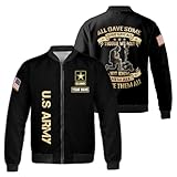 Godoprint Personalized U.S Army Soldier Veteran All Gave Some AOP Fleece Bomber Jacket, Military Army Gift for Men, Veteran's Day Memorial Day Shirt Black Color Full Zip