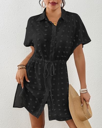 Robe de plage légère à boutons et ceinture ajustée pour silhouette fluide - 5