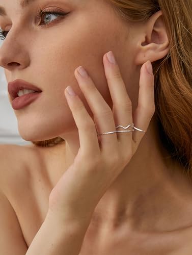 THUNARAZ 8Pcs 1mm Stainless Steel Rings for Women Men Fashion Plain Band Knuckle Stacking Midi Thumb Dainty Thin Rings Set Size 5-10 Silver Gold Tone2