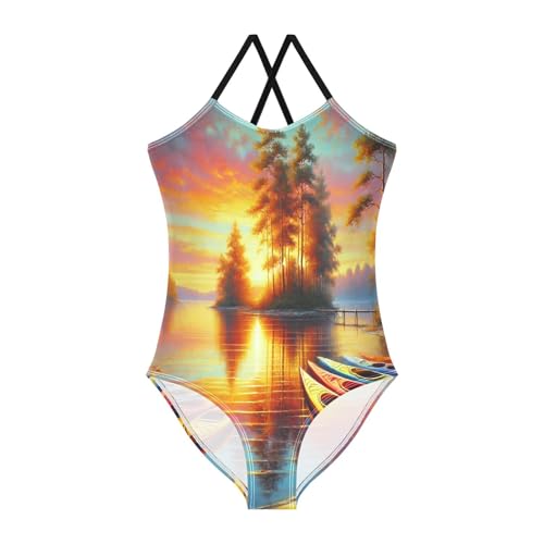 Lake Boat Holiday Girls Swimsuit Bathing Suit Summer Beach One Piece Swimsuits Swimwear