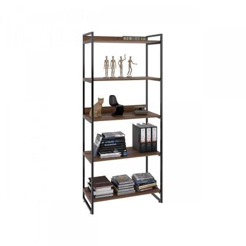 Estante Multiuso 5 Prateleiras 187cmx80cm Industrial Kuadra Compace Nogal