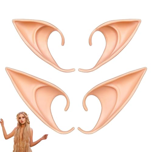 2 Paar Elfen Ohren Elfenohren Erwachsene Weiche Elfenohren Latex Elfenohren für Elfen-Cosplay Weihnachten Halloween Karneval Partydekorationen Zubehör(10cm Und 12cm)