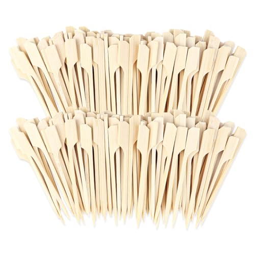 100 pinchos de bambú, palillos de madera de bambú para asar al aire libre, cócteles, aperitivos, frutas, sándwiches (9 cm)