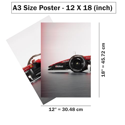 Image of Wrap & Wish Ferrari 2026 SF26 Red Formula Racing Side View Wall Split Posters Set (A3 Size, 12x18 Inch) | Pack of 3 | Vintage F1 Designs & Marvel Room Decor