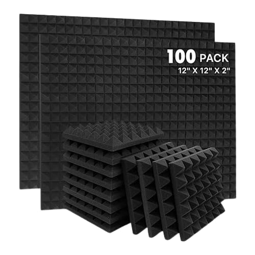 ORCHEED Pyramid Acoustic Sound Foam Panels For Studio Sound Absorbing Soundproofing Panels High Density Absorber For Wall, Decreasing Noise Echoes_Black Pyramid_ Set of 100