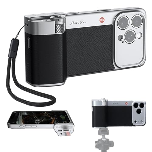 Image of PGYTECH RetroVa Grip Kit for iPhone 16 Pro, Vintage Leather Camera Case
