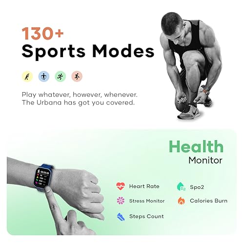 Image of Wings zaisia Urbana Smartwatch with 2.01A inch IPS LCD Screen, Digital smartwatch Android smartwatch with Ai Voice Assistant, IP68 Water & Dust Resistant.