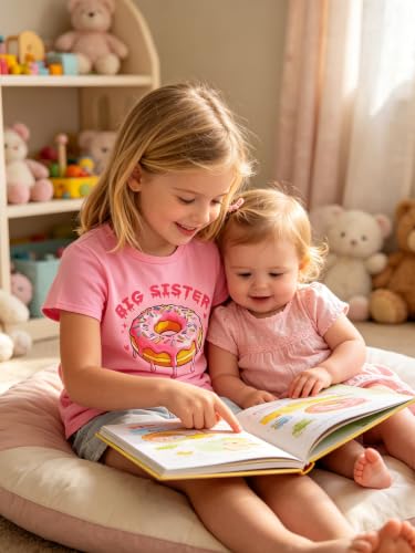 Image of Funnycokid Big Sister Shirts for Girls Pregnancy Announcement Toddler Promoted to T-Shirt 1-7 Years