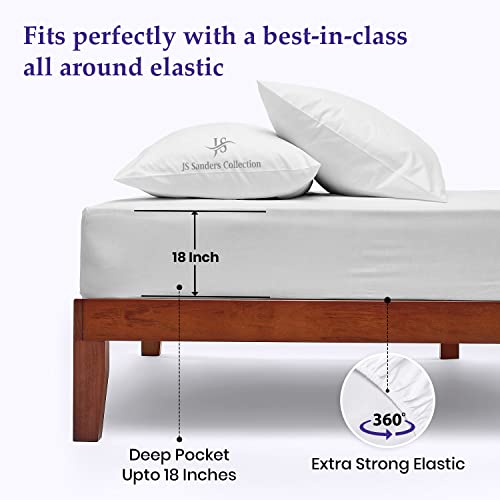Casa Linen CASHEET SET-SOLI-136 Wyoming King 4Pc Bed Sheet Set 1000 Thread Count Luxury Softest Bedding Sheet Set Upto 18 Inch Deep Pocket 100% Egyptian Cotton White Solid thumb #4