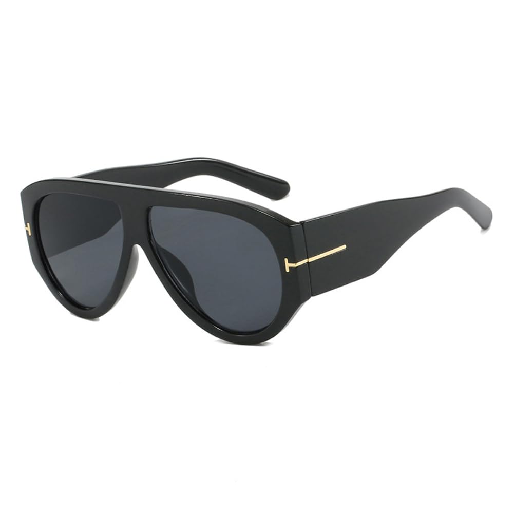 Lranolwxv Women's Black Gray Oversized Sunglasses Uv400 Protection Pilot Thick Temples Sun Glasses Luxury Sunnies Outdoor Travel Street