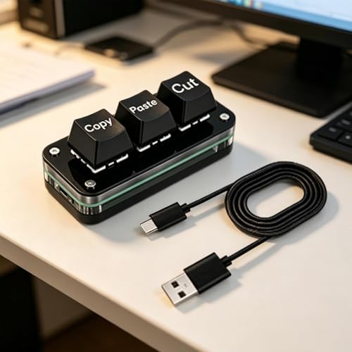 Teclado copiar pegar USB para computadora, miniteclado mecánico ergonómico 3