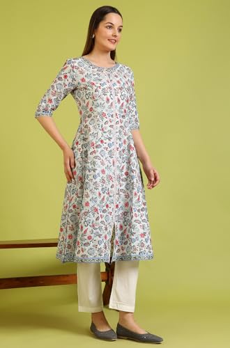 Image of W for Woman Women's Cotton Floral Regular Kurtas
