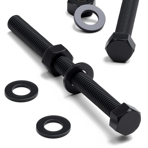 Image of 10x Black PP Hex Head M8 x 100 mm Plastic Bolts, Nuts & Washers (5 /16 x 3 15 /16 in)