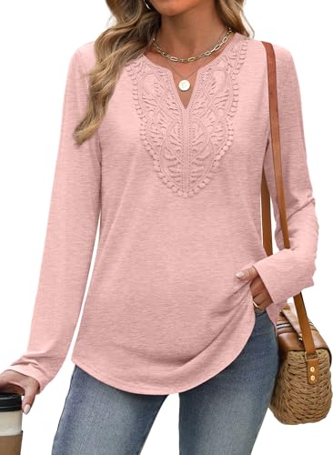 Image of XIEERDUO Boho Tops for Women Blouses Dressy Casual V Neck Long Sleeve Shirts Fall Outfits Trendy Vacation Clothes