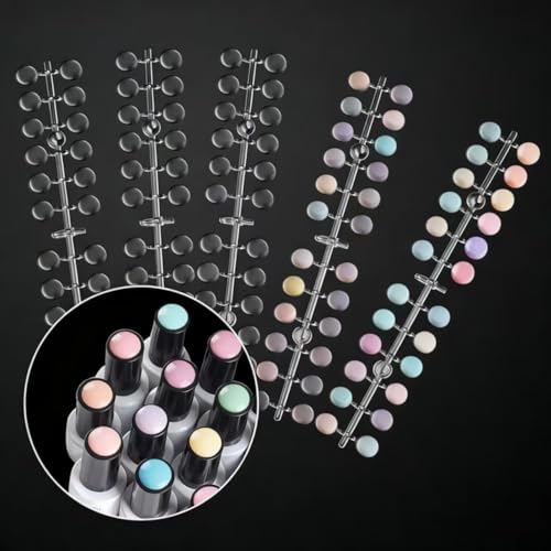 120 Pcs Round Fake Nail Display Tips, Clear Acrylic Material with 120 Adhesive Stickers, Easy to Use, Practical for Nail Training and Color Display, Ideal for Nail Polish Swatches, SZTTY