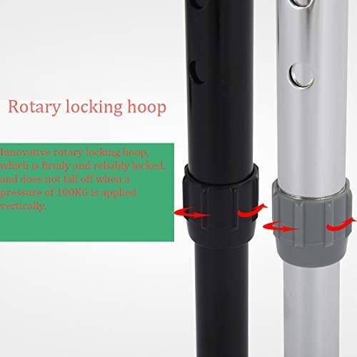 Kulki pod pachami, ergonomiczna laska ze stopu aluminium, kule wspierające elastyczność łokci, lekka, 10 regulowanych rzędów, z wygodnym uchwytem, szara (czarna)