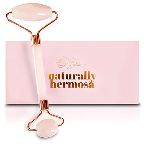 Rose Quartz Roller For Face - Face Tools for Skincare and Facial Massage - Face Massager Neck, Puffy Eyes - Authentic Rose Quartz Face Stone and Smooth Massage Stone - Jade Facial Roller