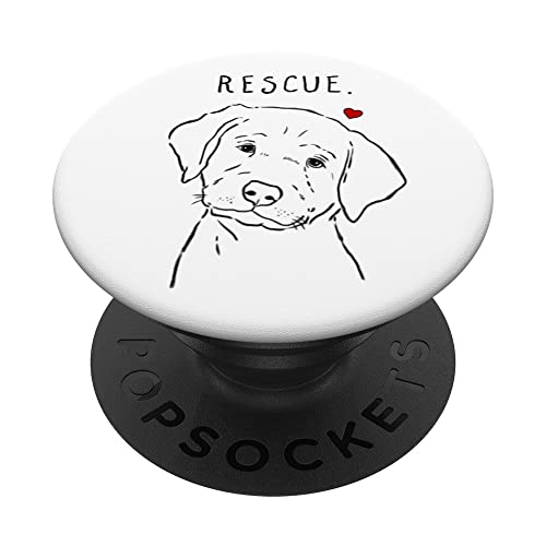 Rescue Lab, Rescue Dog, Labrador Drawing, Puppy PopSockets Swappable PopGrip, Black