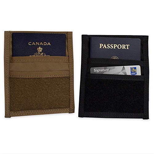 Tactical Notebook Covers | Detachable Passport Pouch | Tactical ID Pouch with 2 Pockets, Hook Fastener Backing | Compatible with Larger Tactical Notebook Covers (Coyote Brown)