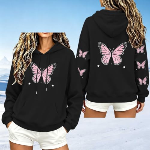 Cute Hoodies For Women Y2K Graphic Hooded Drawstring Long Sleeve Sweatshirt - image 2