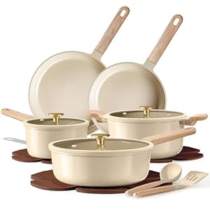 CAROTE 14Pcs Pots and Pans Set Non stick, Ceramic Cookware Set, Non-toxic Kitchen Cooking Set, PFAS and PFOA Free