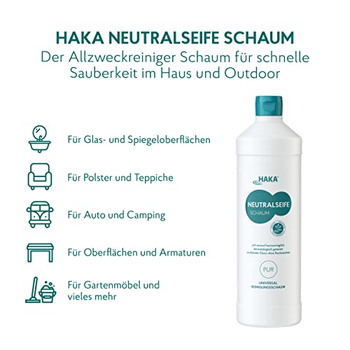 HAKA Neutralseife Schaum Nachfüller, 1 L, Universalreiniger ohne Wasser, punktuelle Entfernung von Schmutz, für Flecken auf Teppichen, Polstern, Autositze, Gartenmöbel, pH-neutral, hautfreundlich