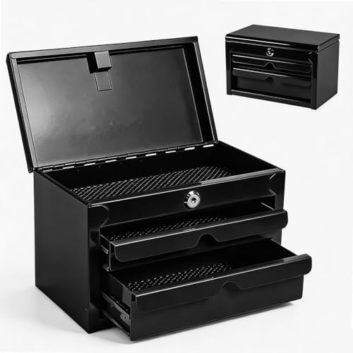 BIG RED Mini Steel Tool Box with Drawer Small Metal Tool Box Organizer