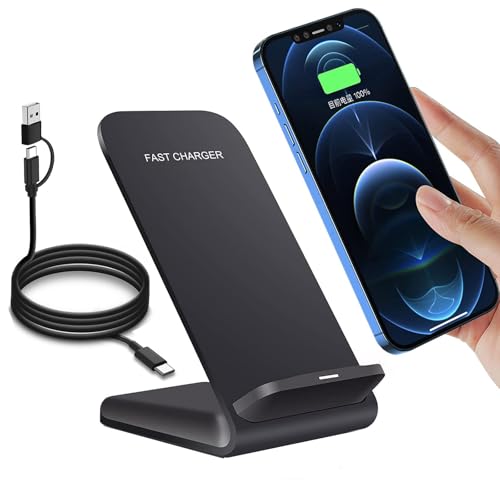 Wireless Charger Fast Wireless Charging Stand Compatible with iPhone 16 15 14 13 12 11 Pro Max/XS/XR/15 16 Plus,Samsung Galaxy S25/S24/S23/S22/S21/S20/S10/Note 20/10,Pixel 9/8/7/6 Pro