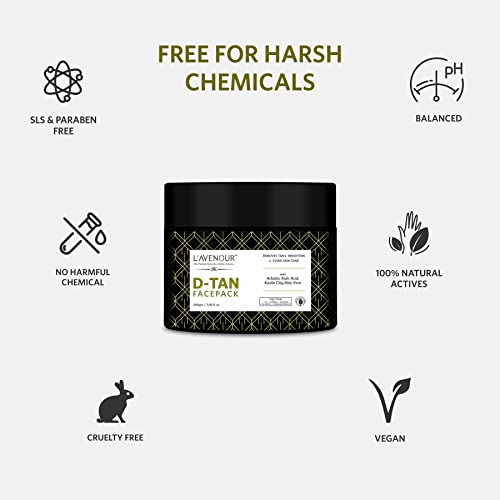 Image of L'avenour D-Tan Face Pack with Aloe Vera, Kaolin Clay, Arbutin | Removes Tan, Brightens & Evens Skin Tone | For All Skin Types - 200gm