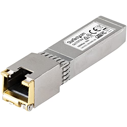 Image of StarTech Cisco GLC-T Compatible SFP Module, 1000BASE-T, TAA (GLCTSTTAA) | 1GE Gigabit Ethernet SFP, SFP to RJ45 Cat6 /Cat5e, RJ-45 100m, Cisco Firepower, ASR920, IE2000