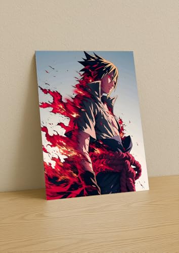 Image of NIJUKA Anime Printed Metal sheet Poster For Home And Room Decoration | For Anime Art Fans Boys And Girls (Sasuke chakra)