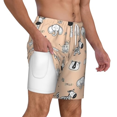 Cute Animalshort Swim Trunks with Waist Rope and Two Side Pockets Beach Shorts Bathing Suits for Men3