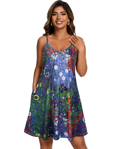 Image of JOELLYUS Womens Spaghetti Strap Dress Summer Dresses Beach Cover Ups Casual Sundresses with Pockets 2026